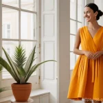 에코디자인 업무 사례 분석 - A contemporary Portuguese designer showcases a stunning, high-fashion dress made from innovative pin...